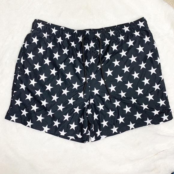 NEW Jake Austin Black & White Stars Swim Trunks Men’s XXL - Picture 2 of 6